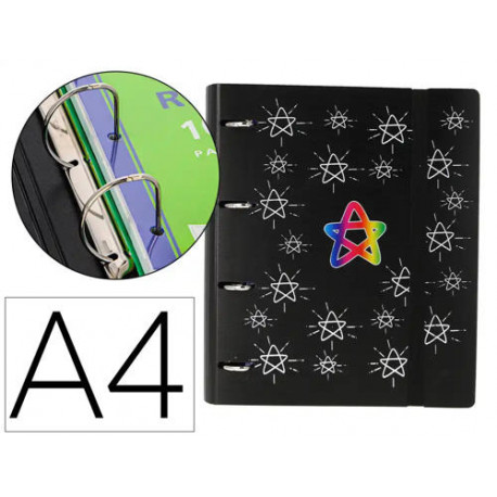 CARPETA 4 ANILLAS 40 MM MIXTAS MARIOLA POLYFOAM DIN A4 CON RECAMBIO 100 H 90 GR SEPARADORES 6 POSICI