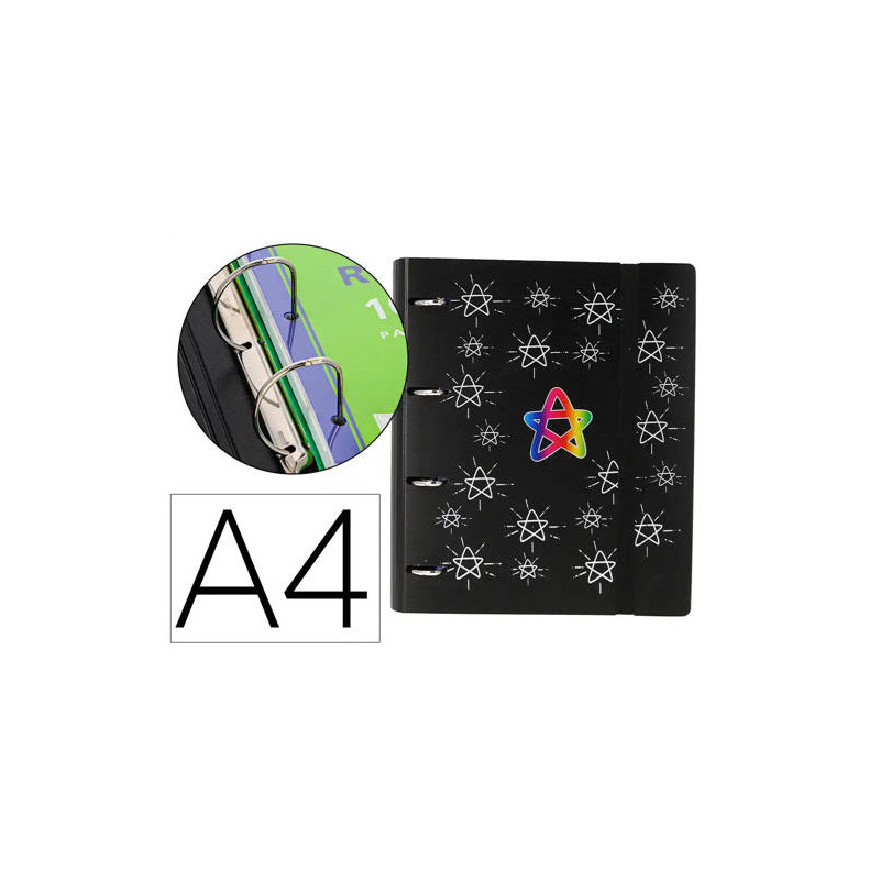 CARPETA 4 ANILLAS 40 MM MIXTAS MARIOLA POLYFOAM DIN A4 CON RECAMBIO 100 H 90 GR SEPARADORES 6 POSICI