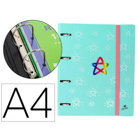CARPETA 4 ANILLAS 40 MM MIXTAS MARIOLA POLYFOAM DIN A4 CON RECAMBIO 100 H 90 GR SEPARADORES 6 POSICI