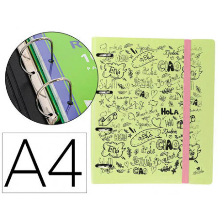 CARPETA 4 ANILLAS 40 MM MIXTAS MARIOLA POLYFOAM DIN A4 CON RECAMBIO 100 H 90 GR SEPARADORES 6 POSICI
