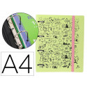 CARPETA 4 ANILLAS 40 MM MIXTAS MARIOLA POLYFOAM DIN A4 CON RECAMBIO 100 H 90 GR SEPARADORES 6 POSICI