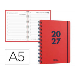AGENDA OFICINA LIDERPAPEL 2027 ESPIRAL BASIC DIA PAGINA A5 BILINGUE 60G PAPEL FSC DESIGN 3