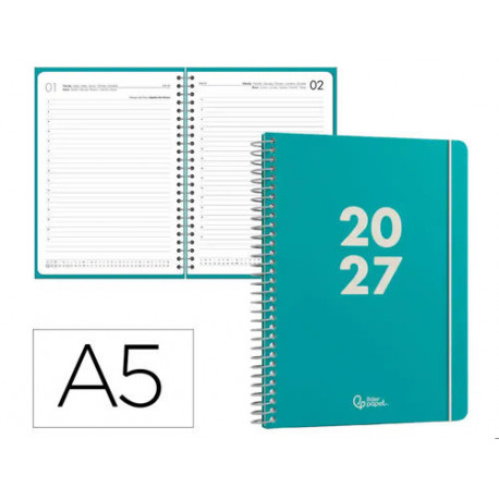 AGENDA OFICINA LIDERPAPEL 2027 ESPIRAL BASIC DIA PAGINA A5 BILINGUE 60G PAPEL FSC DESIGN 5