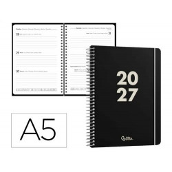 AGENDA OFICINA LIDERPAPEL 2027 ESPIRAL BASIC SEMANA VISTA A5 BILINGUE 60G PAPEL FSC DESIGN 1