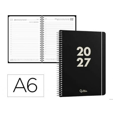AGENDA OFICINA LIDERPAPEL 2027 ESPIRAL BASIC DIA PAGINA A6 BILINGUE 60G PAPEL FSC DESIGN 1