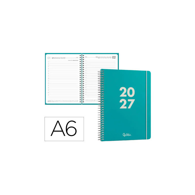 AGENDA OFICINA LIDERPAPEL 2027 ESPIRAL BASIC DIA PAGINA A6 BILINGUE 60G PAPEL FSC DESIGN 5