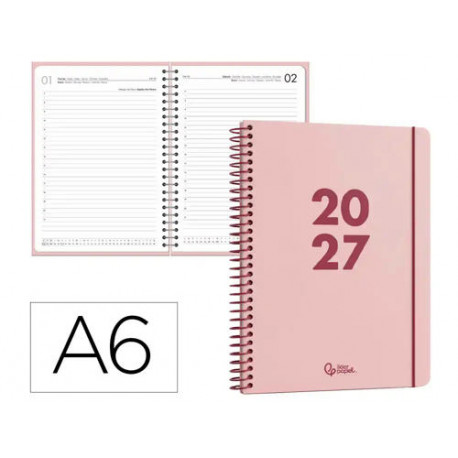 AGENDA OFICINA LIDERPAPEL 2027 ESPIRAL BASIC DIA PAGINA A6 BILINGUE 60G PAPEL FSC DESIGN 6