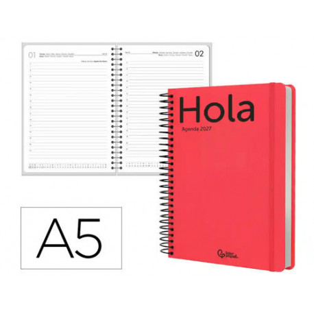 AGENDA OFICINA LIDERPAPEL 2027 ESPIRAL CLASSIC DIA PAGINA A5 BILINGUE 70G PAPEL FSC DESIGN 3