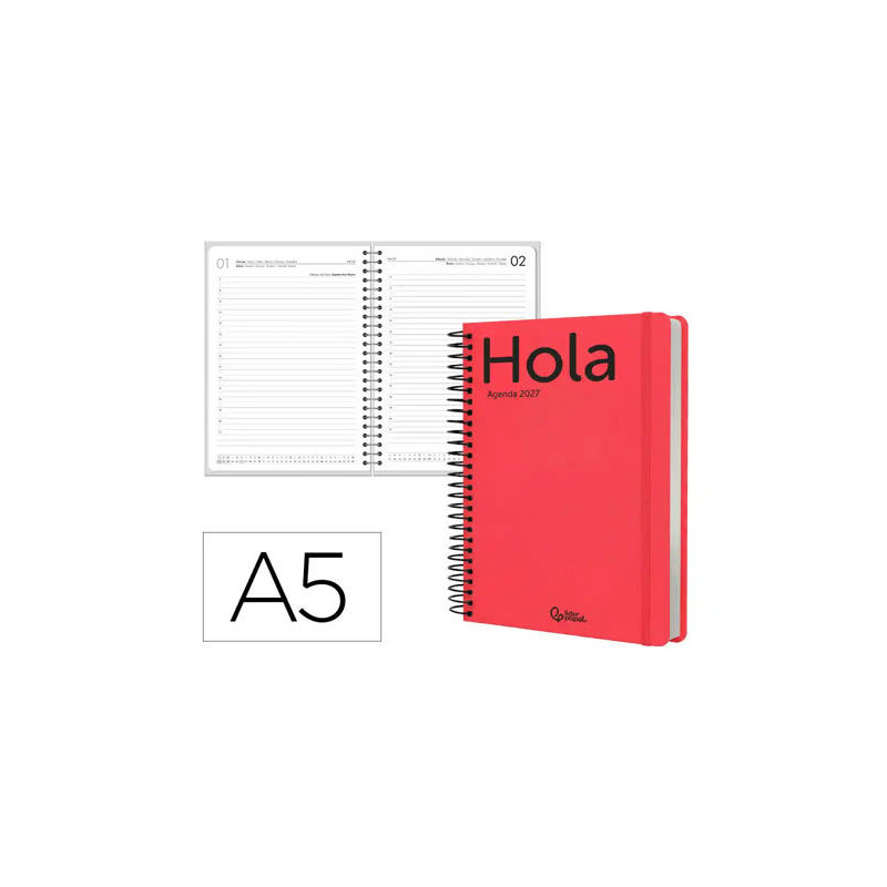 AGENDA OFICINA LIDERPAPEL 2027 ESPIRAL CLASSIC DIA PAGINA A5 BILINGUE 70G PAPEL FSC DESIGN 3