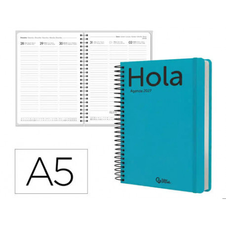 AGENDA OFICINA LIDERPAPEL 2027 ESPIRAL CLASSIC SEMANA VISTA A5 BILINGUE 70G PAPEL FSC DESIGN 4