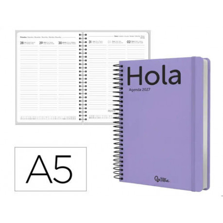 AGENDA OFICINA LIDERPAPEL 2027 ESPIRAL CLASSIC SEMANA VISTA A5 BILINGUE 70G PAPEL FSC DESIGN 5