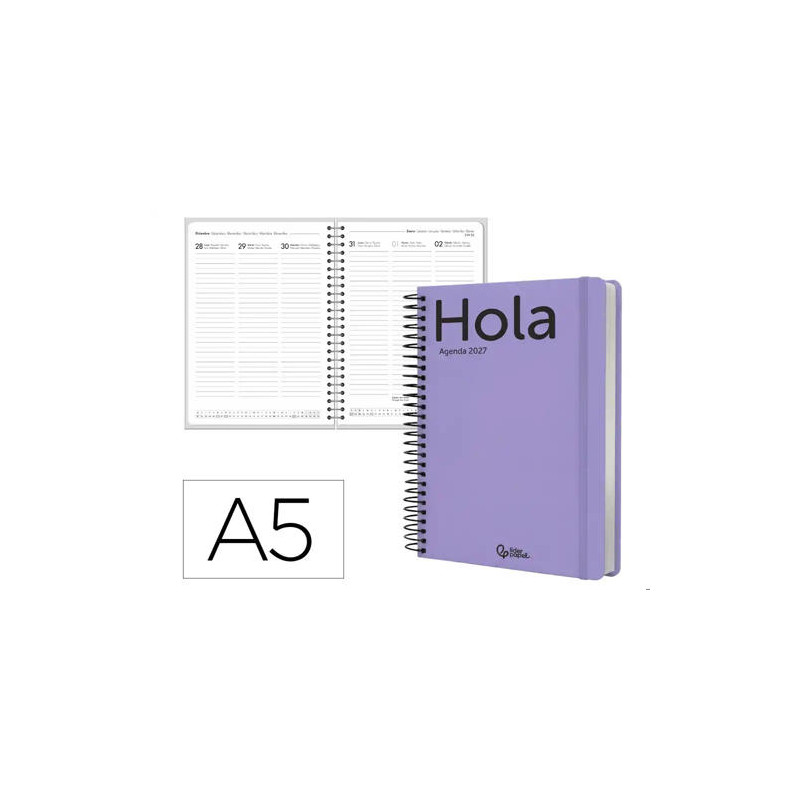 AGENDA OFICINA LIDERPAPEL 2027 ESPIRAL CLASSIC SEMANA VISTA A5 BILINGUE 70G PAPEL FSC DESIGN 5