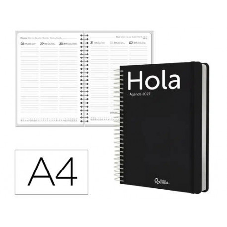 AGENDA OFICINA LIDERPAPEL 2027 ESPIRAL CLASSIC SEMANA VISTA A4 BILINGUE 70G PAPEL FSC DESIGN 1