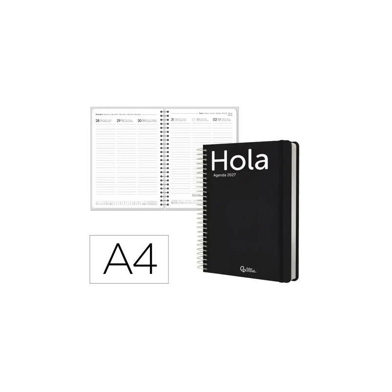 AGENDA OFICINA LIDERPAPEL 2027 ESPIRAL CLASSIC SEMANA VISTA A4 BILINGUE 70G PAPEL FSC DESIGN 1