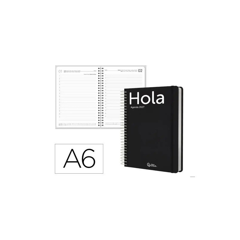 AGENDA OFICINA LIDERPAPEL 2027 ESPIRAL CLASSIC DIA PAGINA A6 BILINGUE 70G PAPEL FSC DESIGN 1