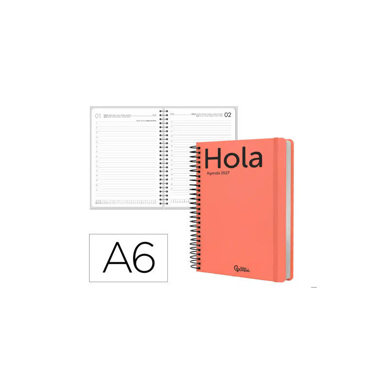 AGENDA OFICINA LIDERPAPEL 2027 ESPIRAL CLASSIC DIA PAGINA A6 BILINGUE 70G PAPEL FSC DESIGN 6