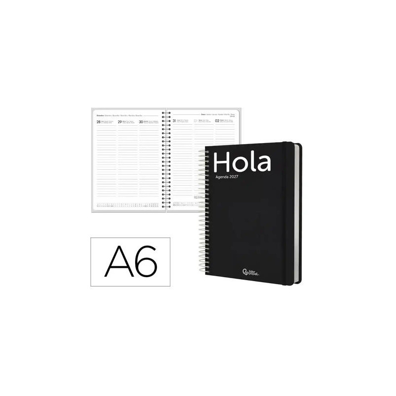 AGENDA OFICINA LIDERPAPEL 2027 ESPIRAL CLASSIC SEMANA VISTA A6 BILINGUE 70G PAPEL FSC DESIGN 1