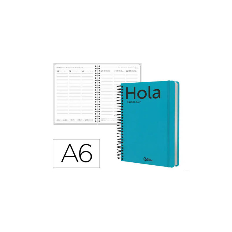 AGENDA OFICINA LIDERPAPEL 2027 ESPIRAL CLASSIC SEMANA VISTA A6 BILINGUE 70G PAPEL FSC DESIGN 4