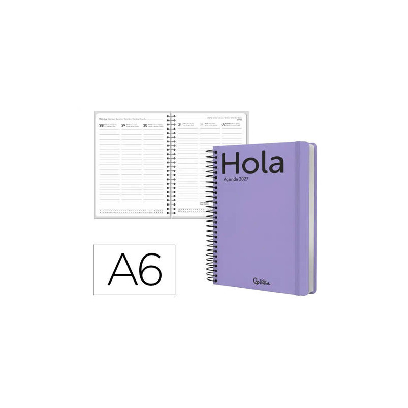 AGENDA OFICINA LIDERPAPEL 2027 ESPIRAL CLASSIC SEMANA VISTA A6 BILINGUE 70G PAPEL FSC DESIGN 5
