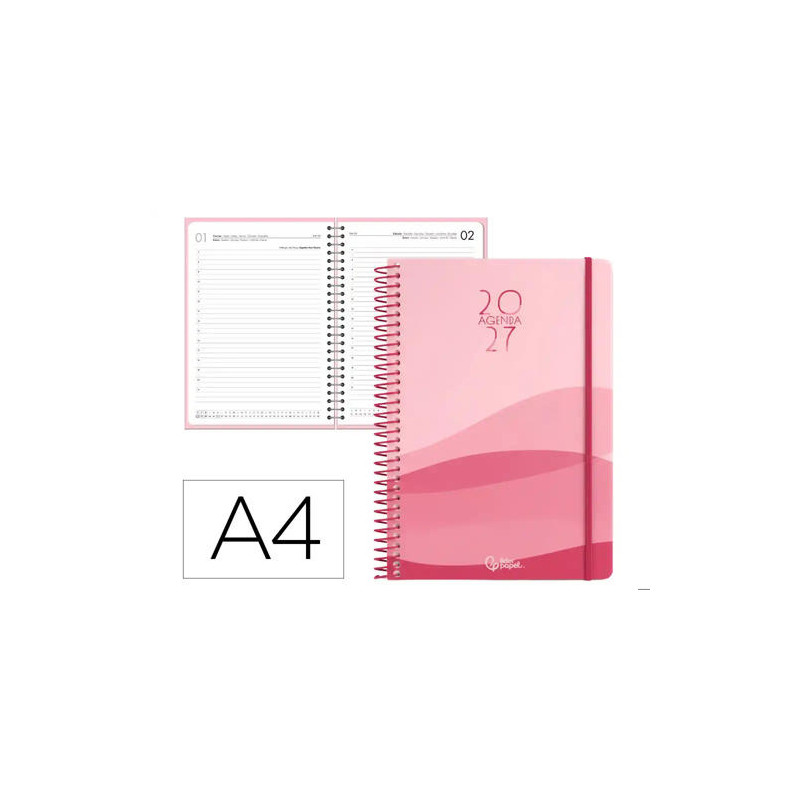 AGENDA OFICINA LIDERPAPEL 2027 ESPIRAL GAZI DIA PAGINA A4 BILINGUE 70G PAPEL FSC DESIGN 2