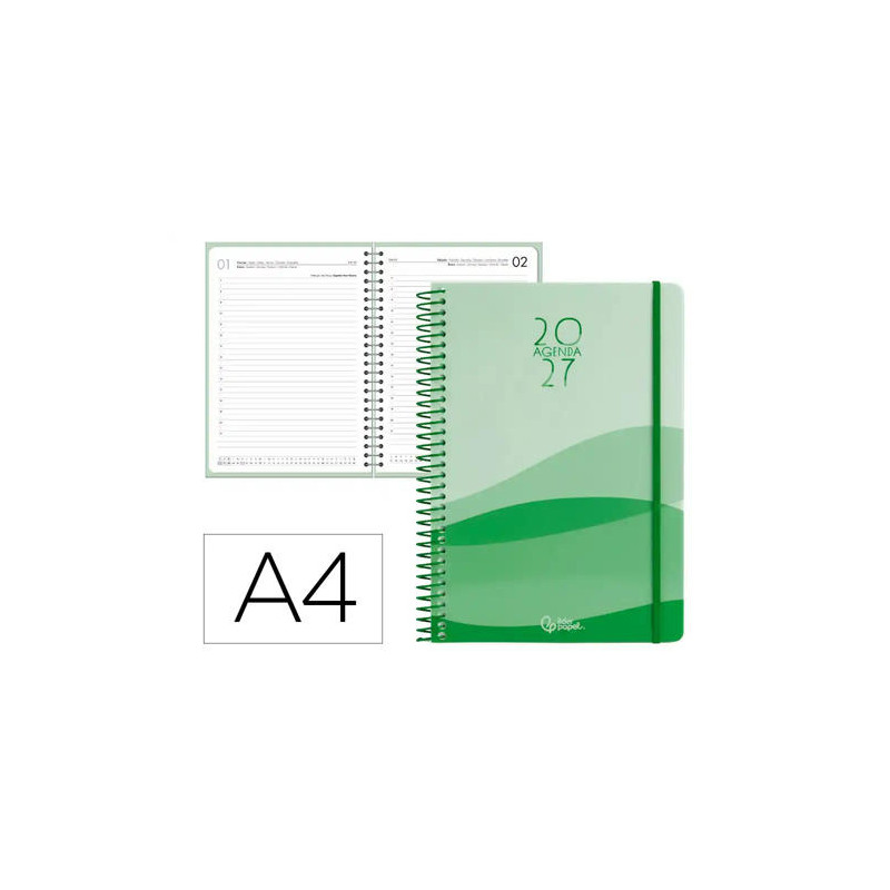 AGENDA OFICINA LIDERPAPEL 2027 ESPIRAL GAZI DIA PAGINA A4 BILINGUE 70G PAPEL FSC DESIGN 4