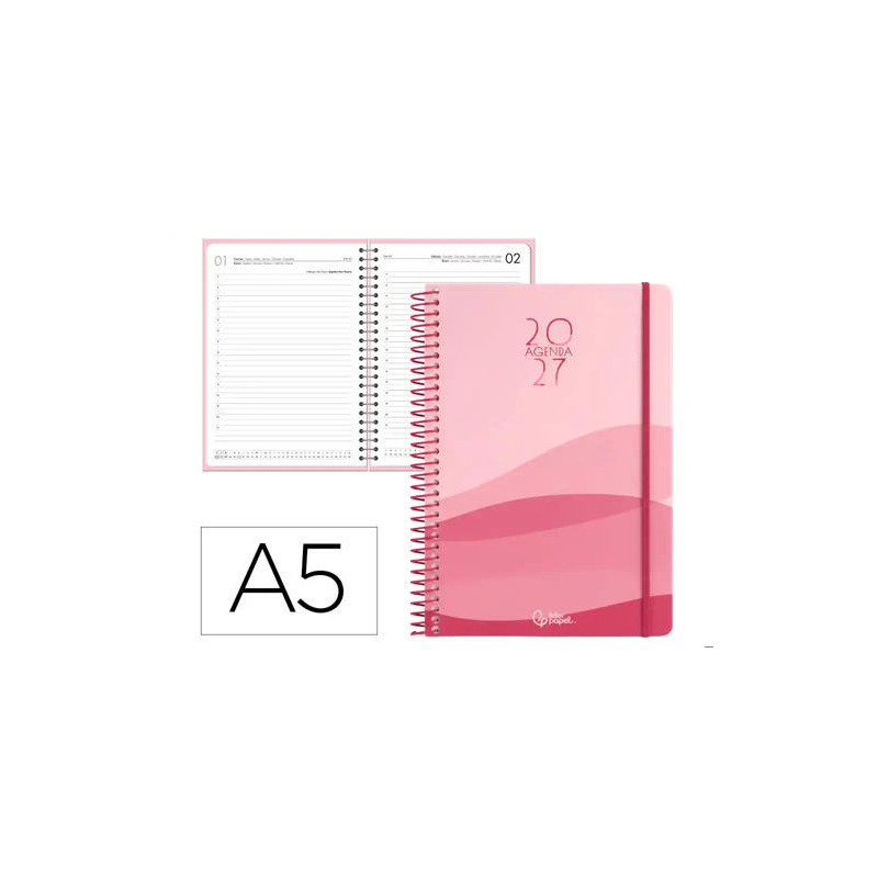 AGENDA OFICINA LIDERPAPEL 2027 ESPIRAL GAZI DIA PAGINA A5 BILINGUE 70G PAPEL FSC DESIGN 2