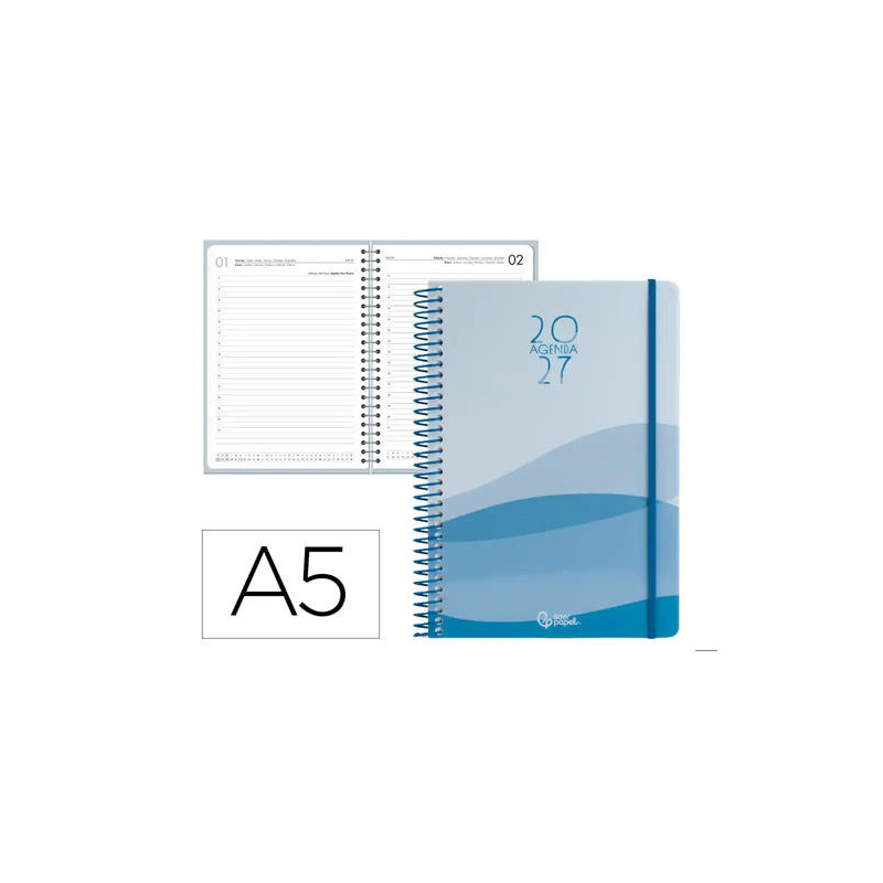 AGENDA OFICINA LIDERPAPEL 2027 ESPIRAL GAZI DIA PAGINA A5 BILINGUE 70G PAPEL FSC DESIGN 3