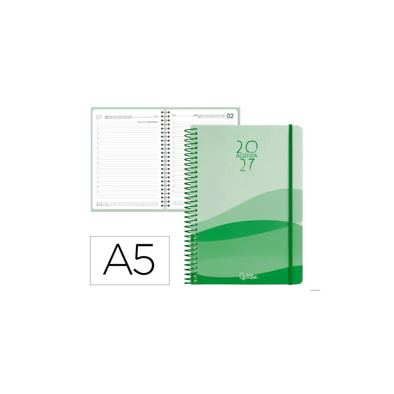 AGENDA OFICINA LIDERPAPEL 2027 ESPIRAL GAZI DIA PAGINA A5 BILINGUE 70G PAPEL FSC DESIGN 4