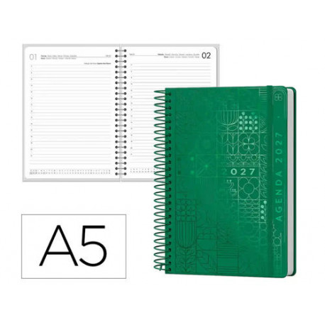 AGENDA OFICINA LIDERPAPEL 2027 ESPIRAL SYROS DIA PAGINA A5 BILINGUE 60G PAPEL FSC DESIGN 4