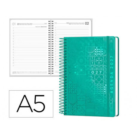 AGENDA OFICINA LIDERPAPEL 2027 ESPIRAL SYROS DIA PAGINA A5 BILINGUE 60G PAPEL FSC DESIGN 5