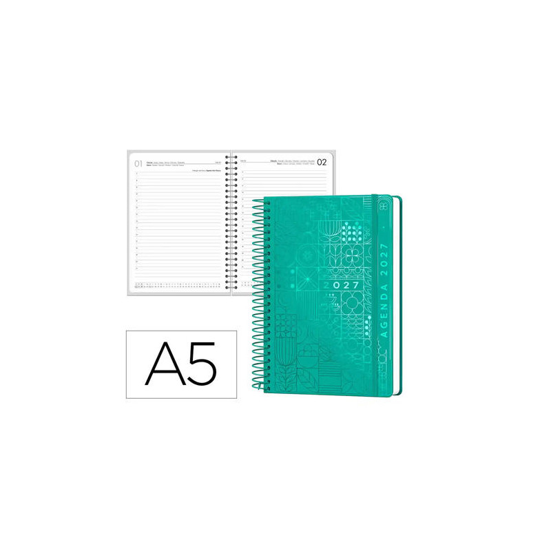 AGENDA OFICINA LIDERPAPEL 2027 ESPIRAL SYROS DIA PAGINA A5 BILINGUE 60G PAPEL FSC DESIGN 5