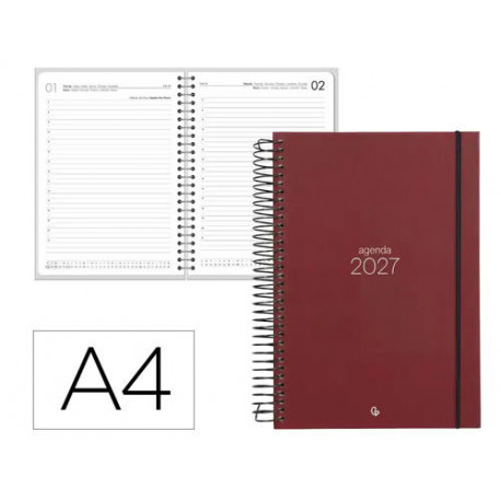 AGENDA OFICINA LIDERPAPEL 2027 ESPIRAL OLBIA DIA PAGINA A4 BILINGUE 60G PAPEL FSC DESIGN 3