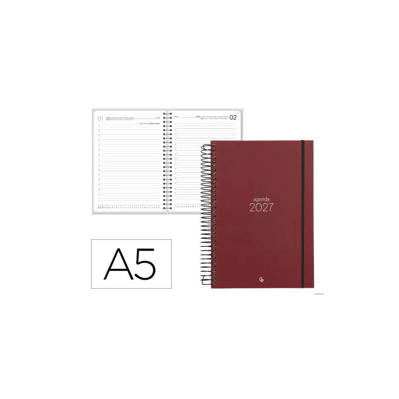 AGENDA OFICINA LIDERPAPEL 2027 ESPIRAL OLBIA DIA PAGINA A5 BILINGUE 60G PAPEL FSC DESIGN 3
