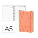 AGENDA OFICINA LIDERPAPEL 2027 ENCUADERNADA FLOWERS A SEMANA VISTA A5 BILINGUE 70G PAPEL FSC DESIGN 
