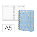 AGENDA OFICINA LIDERPAPEL 2027 ESPIRAL FLOWERS A DIA PAGINA A5 BILINGUE 70G PAPEL FSC DESIGN 1
