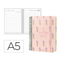 AGENDA OFICINA LIDERPAPEL 2027 ESPIRAL FLOWERS A DIA PAGINA A5 BILINGUE 70G PAPEL FSC DESIGN 3