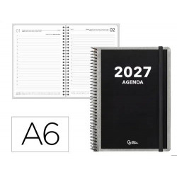 AGENDA OFICINA LIDERPAPEL 2027 ESPIRAL PERSONALIZABLE DIA PAGINA A6 BILINGUE 70G PAPEL FSC DESIGN 1