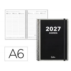 AGENDA OFICINA LIDERPAPEL 2027 ESPIRAL PERSONALIZABLE SEMANA VISTA A6 BILINGUE 70G PAPEL FSC DESIGN 
