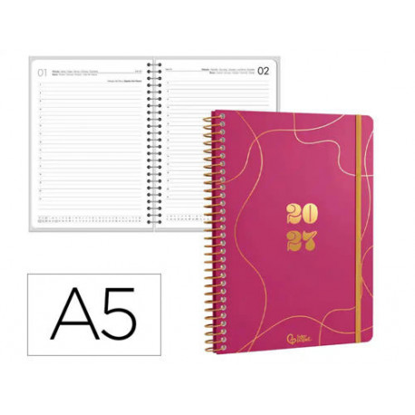 AGENDA OFICINA LIDERPAPEL 2027 ESPIRAL PERISSA DIA PAGINA A5 BILINGUE 80G PAPEL FSC DESIGN 4