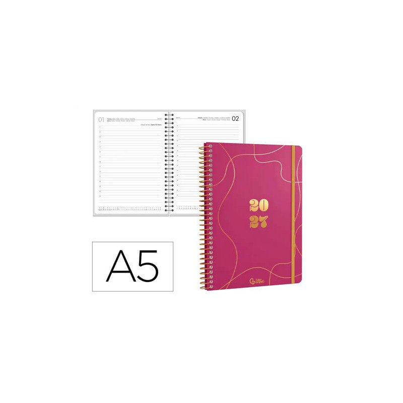 AGENDA OFICINA LIDERPAPEL 2027 ESPIRAL PERISSA DIA PAGINA A5 BILINGUE 80G PAPEL FSC DESIGN 4
