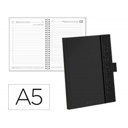 AGENDA OFICINA LIDERPAPEL 2027 ENCUADERNADA CORPORATE A DIA PAGINA A5 BILINGUE 70G PAPEL FSC BLACK