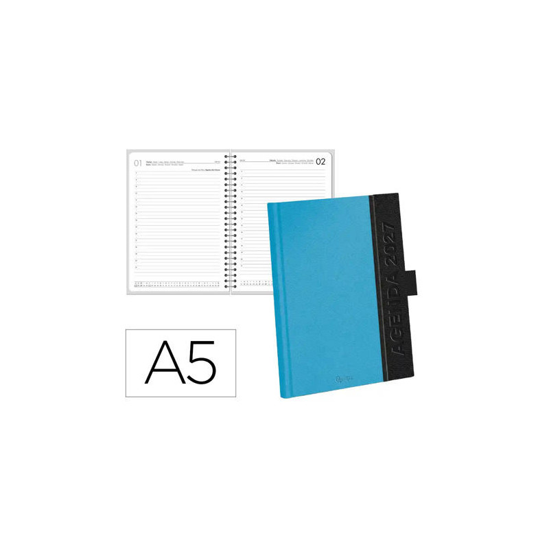 AGENDA OFICINA LIDERPAPEL 2027 ENCUADERNADA CORPORATE A DIA PAGINA A5 BILINGUE 70G PAPEL FSC NAVY BL