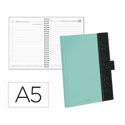 AGENDA OFICINA LIDERPAPEL 2027 ENCUADERNADA CORPORATE A DIA PAGINA A5 BILINGUE 70G PAPEL FSC TURQUOI