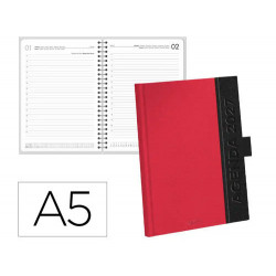 AGENDA OFICINA LIDERPAPEL 2027 ENCUADERNADA CORPORATE A DIA PAGINA A5 BILINGUE 70G PAPEL FSC BURGUND