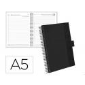 AGENDA OFICINA LIDERPAPEL 2027 ESPIRAL CORPORATE A DIA PAGINA A5 BILINGUE 70G PAPEL FSC BLACK