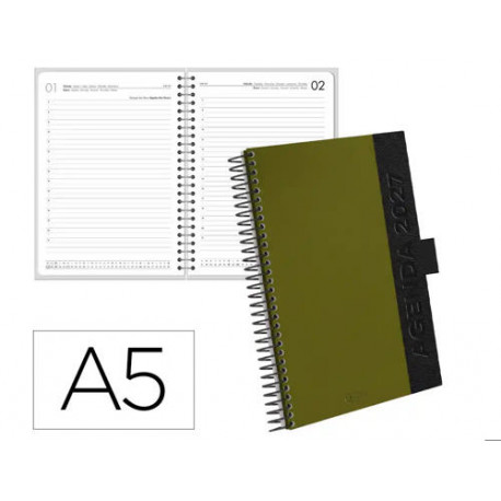 AGENDA OFICINA LIDERPAPEL 2027 ESPIRAL CORPORATE A DIA PAGINA A5 BILINGUE 70G PAPEL FSC RED