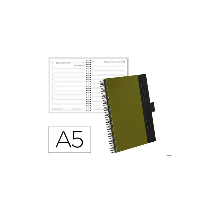 AGENDA OFICINA LIDERPAPEL 2027 ESPIRAL CORPORATE A DIA PAGINA A5 BILINGUE 70G PAPEL FSC RED