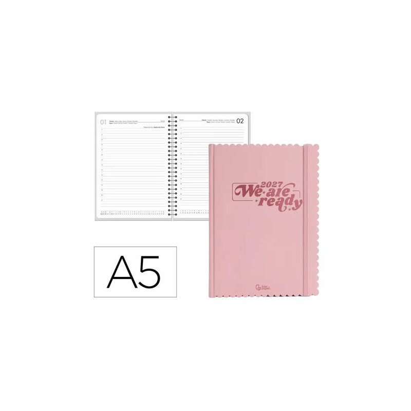 AGENDA OFICINA LIDERPAPEL 2027 ENCUADERNADA CLOUDY DIA PAGINA A5 BILINGUE 70G PAPEL FSC DESIGN 1