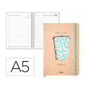 AGENDA OFICINA LIDERPAPEL 2027 ENCUADERNADA COFFE DIA PAGINA A5 BILINGUE 70G PAPEL FSC DESIGN 1