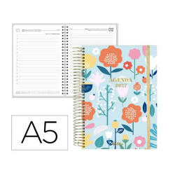 AGENDA OFICINA LIDERPAPEL 2027 ESPIRAL FANTASY DIA PAGINA A5 BILINGUE 70G PAPEL FSC DESIGN 1